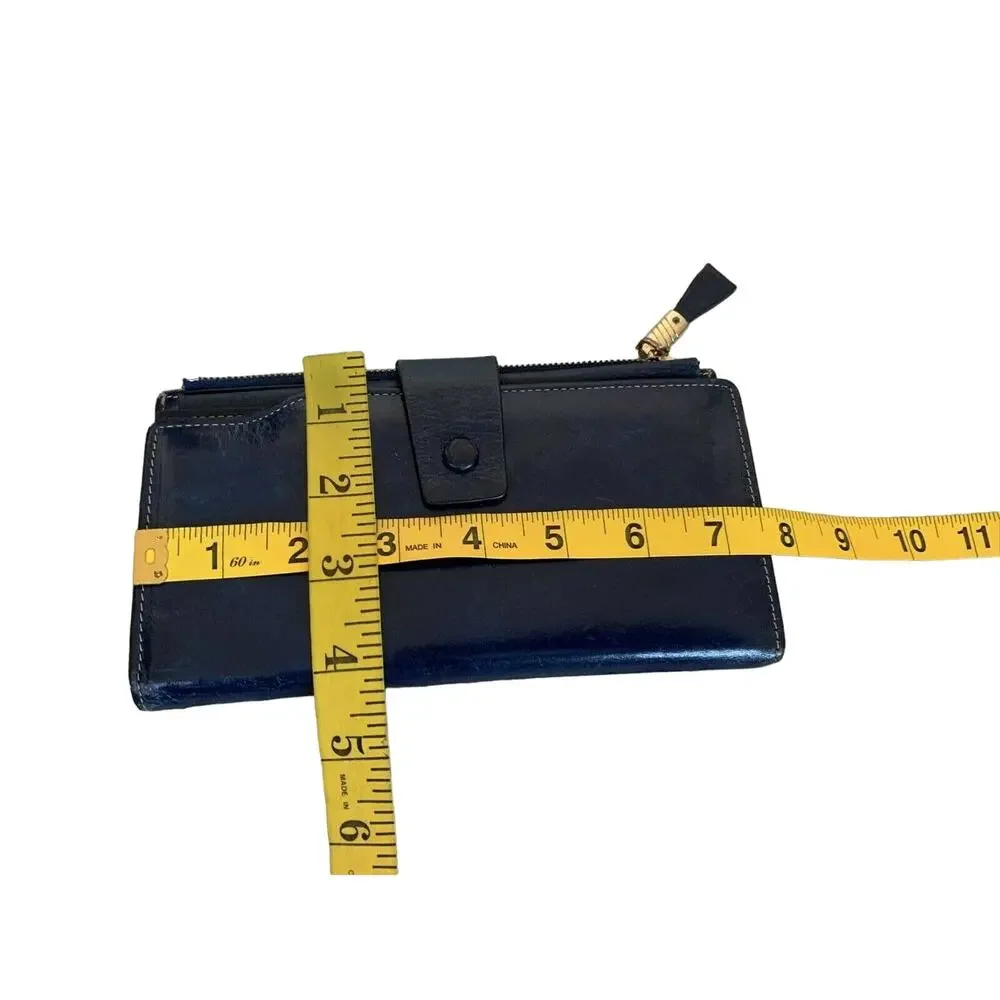 leather bifold wallet deep blue multi card holder